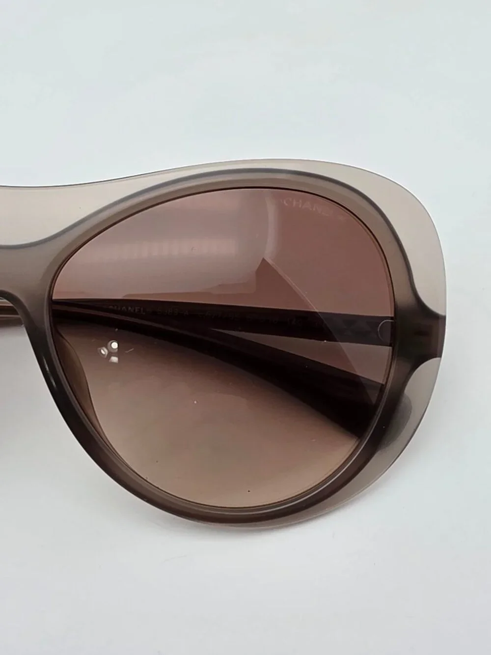 Chanel 5389-A c. 677/S5 Smoky Taupe Frame Brown Gradient Lens Sunglasses Italy